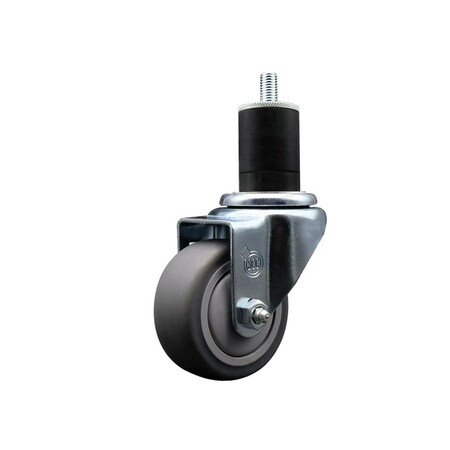 Service Caster 3'' SS Thermoplastic Rubber Wheel Swivel 1-3/4'' Expanding Stem Caster SCC-SSEX20S314-TPRB-134
